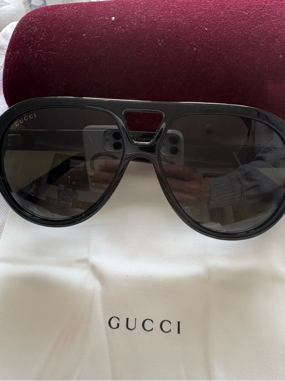 Gucci Black Oversized Aviator Sunglasses